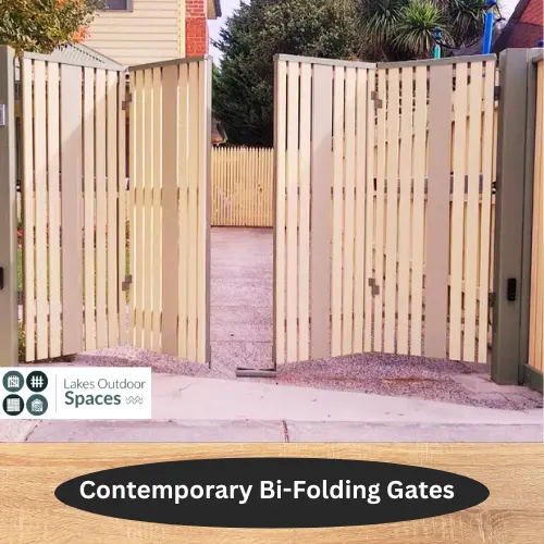 Contemporary Bi-Folding Timber Gates